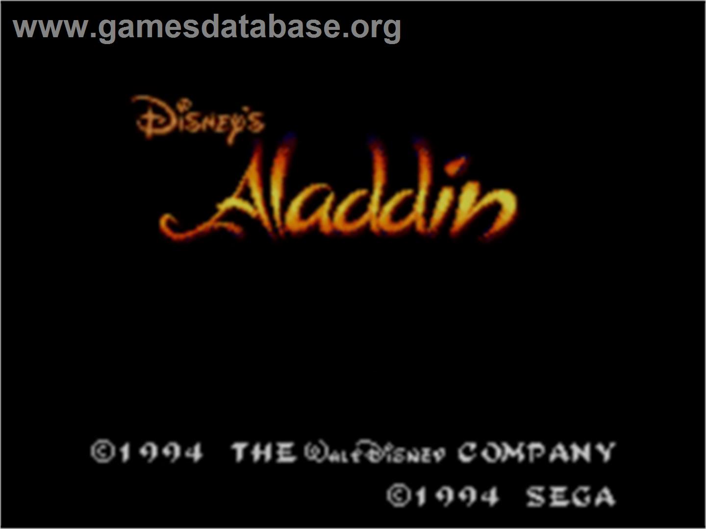Aladdin - Sega Game Gear - Artwork - Title Screen
