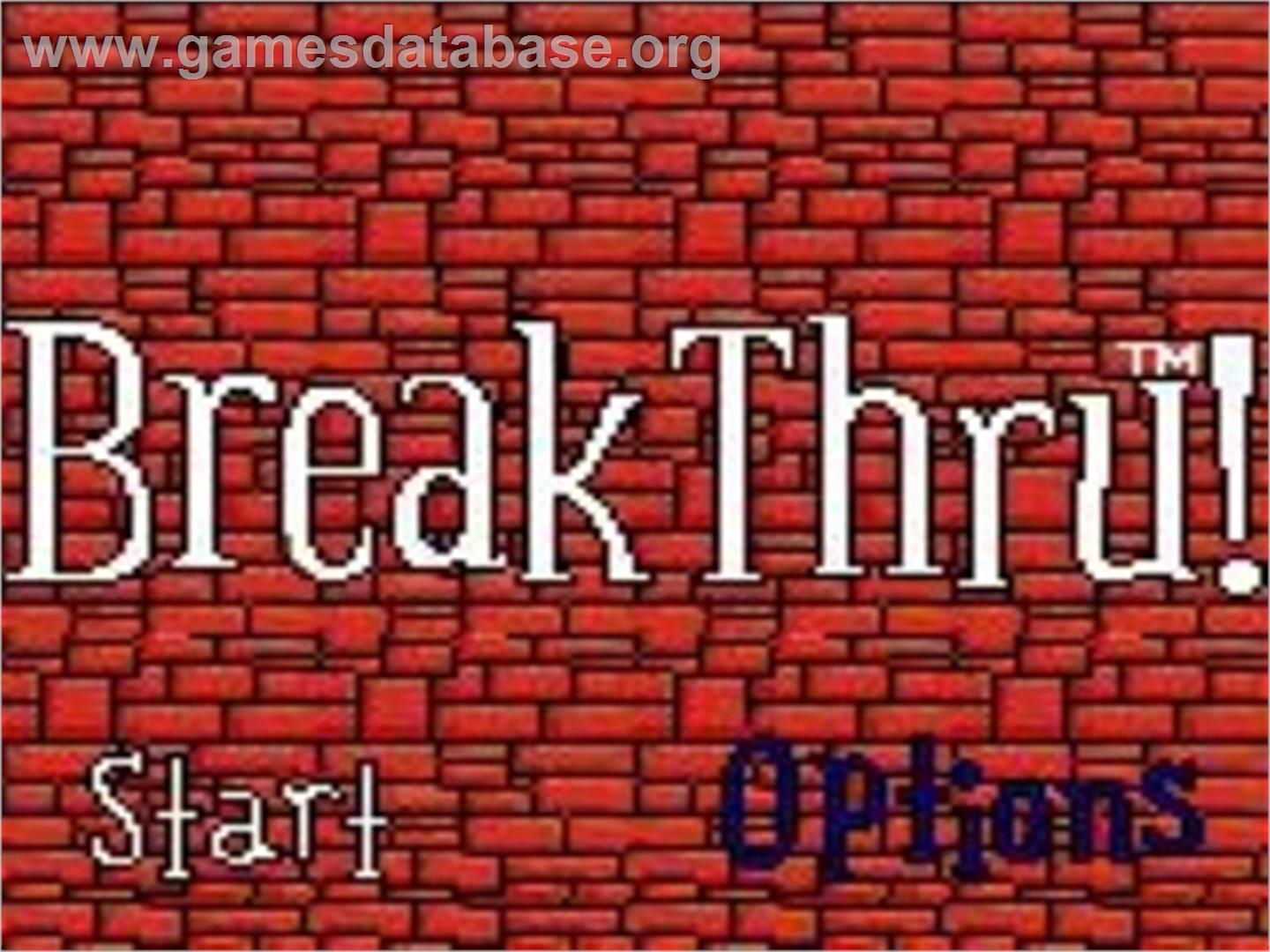 BreakThru! - Sega Game Gear - Artwork - Title Screen
