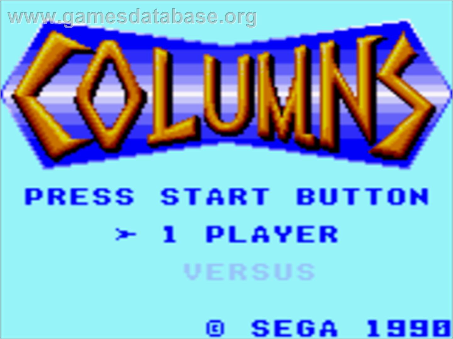 Columns - Sega Game Gear - Artwork - Title Screen