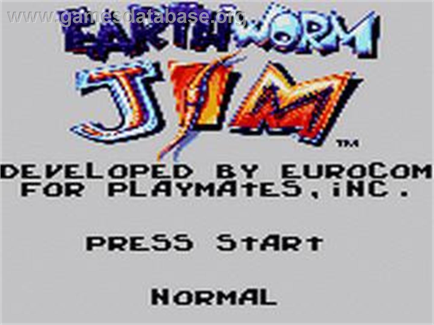 Earthworm Jim - Sega Game Gear - Artwork - Title Screen