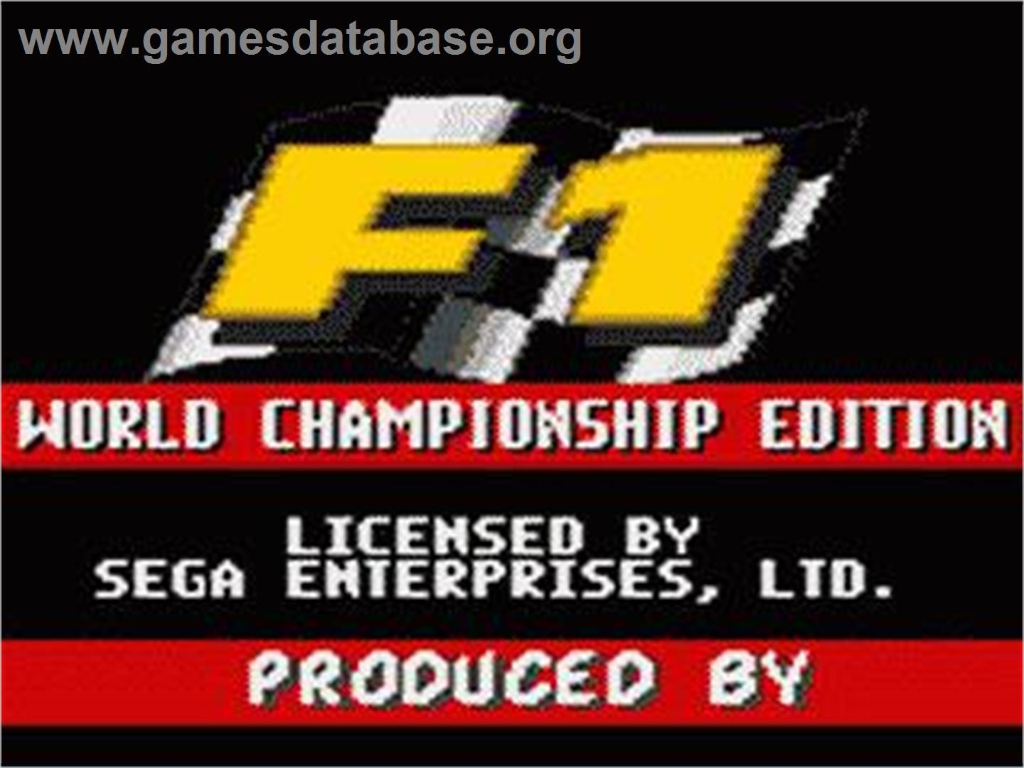 F1 - World Championship Edition - Sega Game Gear - Artwork - Title Screen