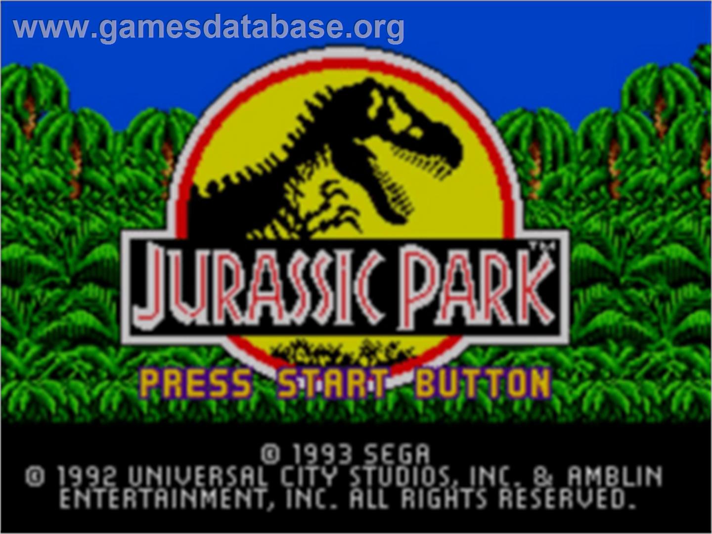Jurassic Park - Sega Game Gear - Artwork - Title Screen