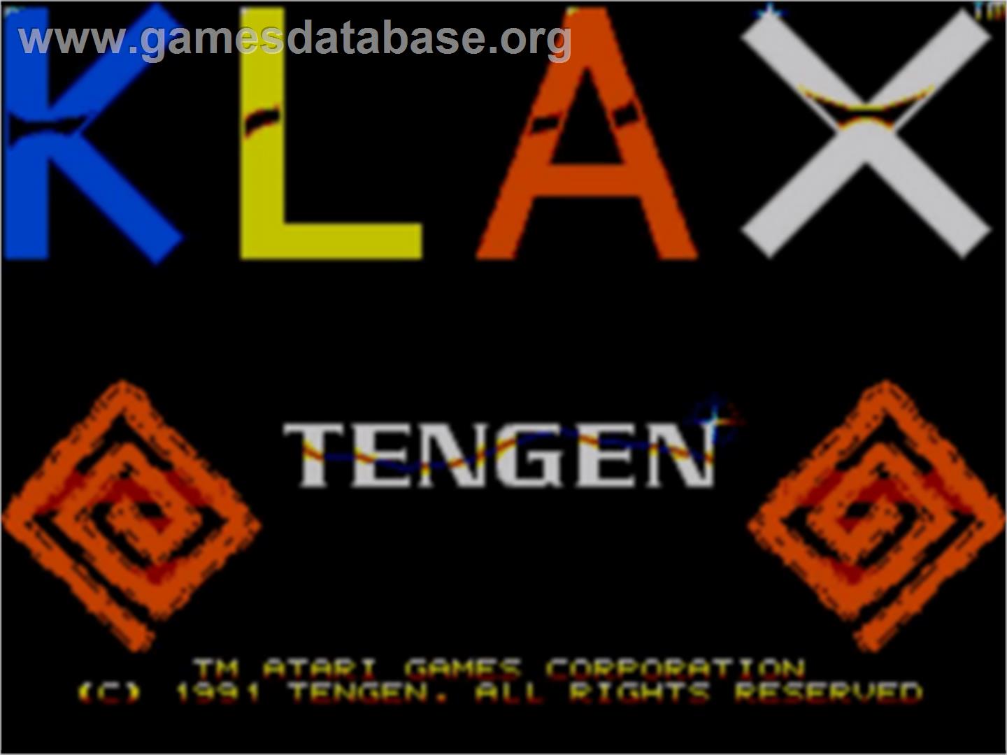 Klax - Sega Game Gear - Artwork - Title Screen