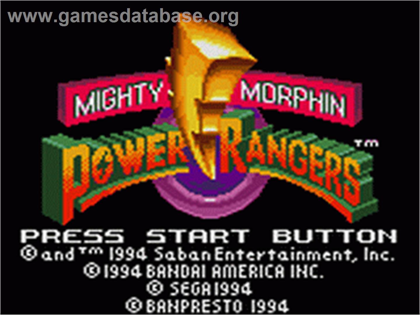 Mighty Morphin Power Rangers - Sega Game Gear - Artwork - Title Screen