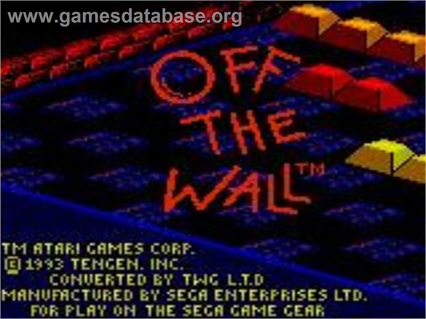 Off The Wall - Sega Game Gear - Artwork - Title Screen
