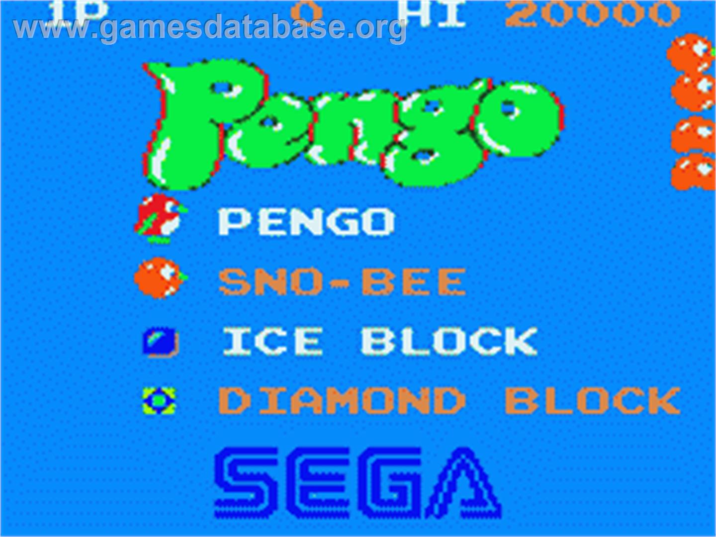 Pengo - Sega Game Gear - Artwork - Title Screen