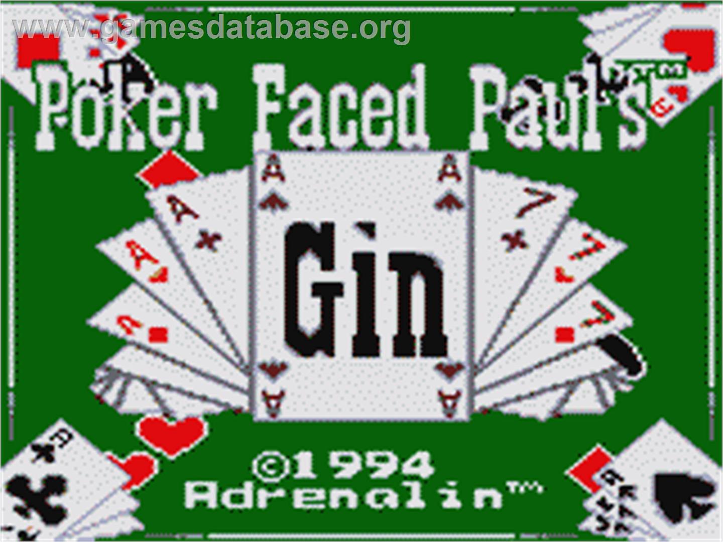 Poker Face Paul's Gin - Sega Game Gear - Artwork - Title Screen
