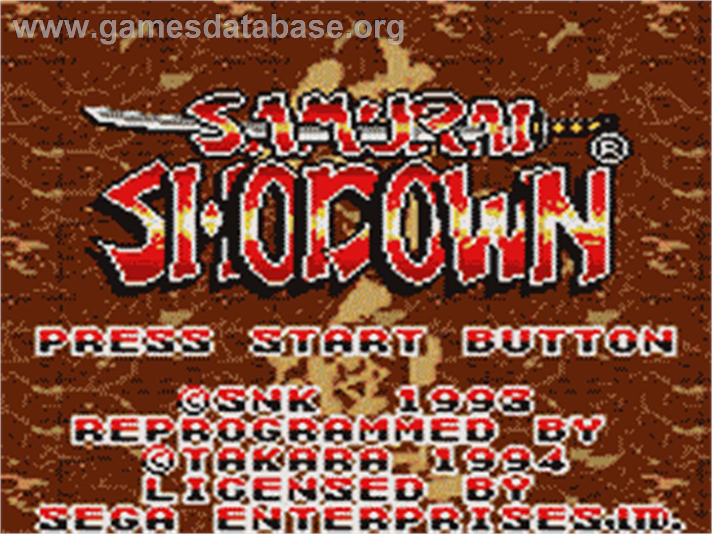 Samurai Shodown / Samurai Spirits - Sega Game Gear - Artwork - Title Screen