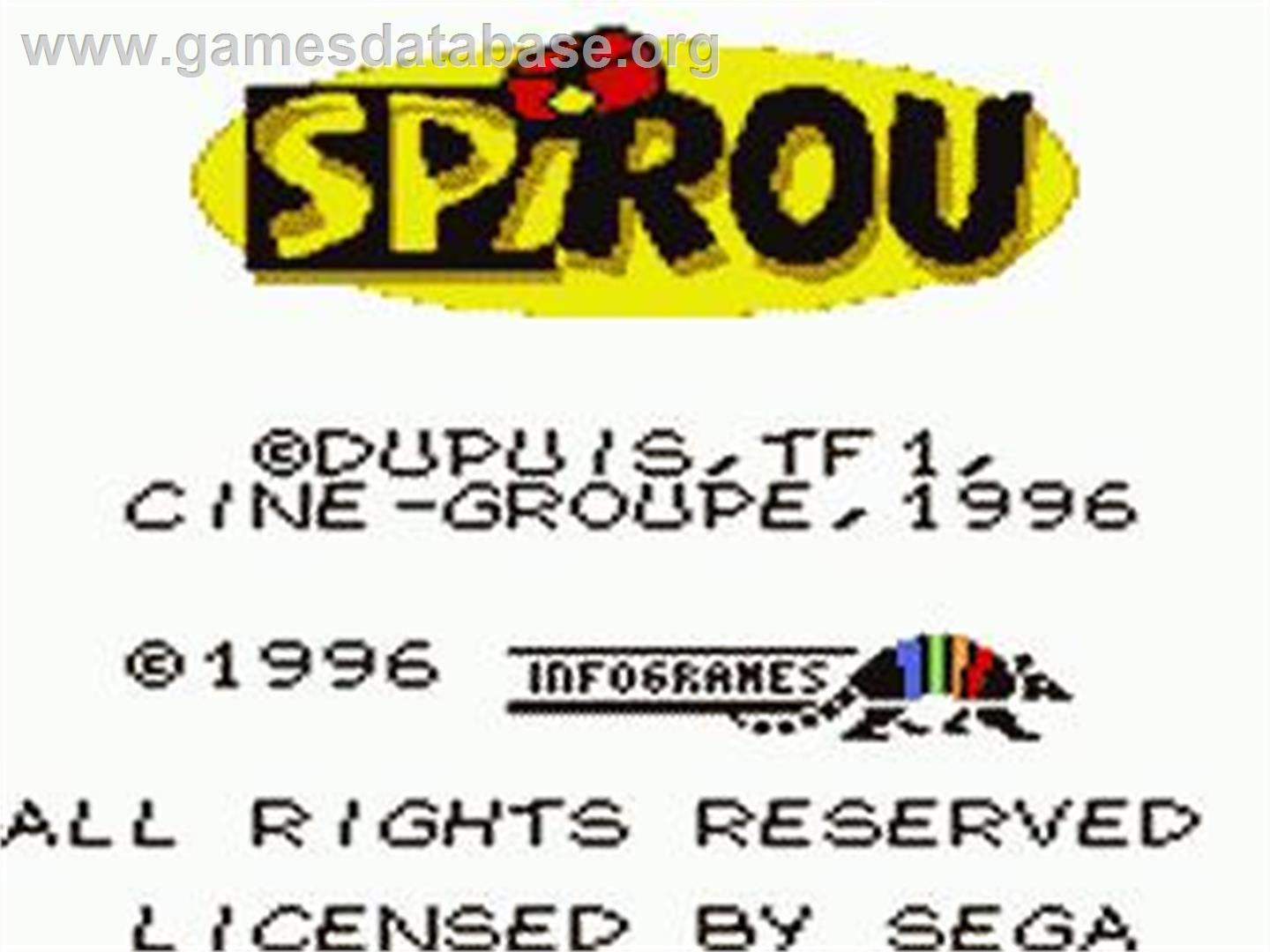 Spirou - Sega Game Gear - Artwork - Title Screen