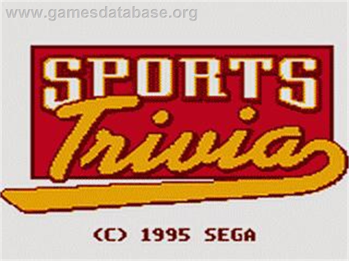 Sports Trivia - Sega Game Gear - Artwork - Title Screen