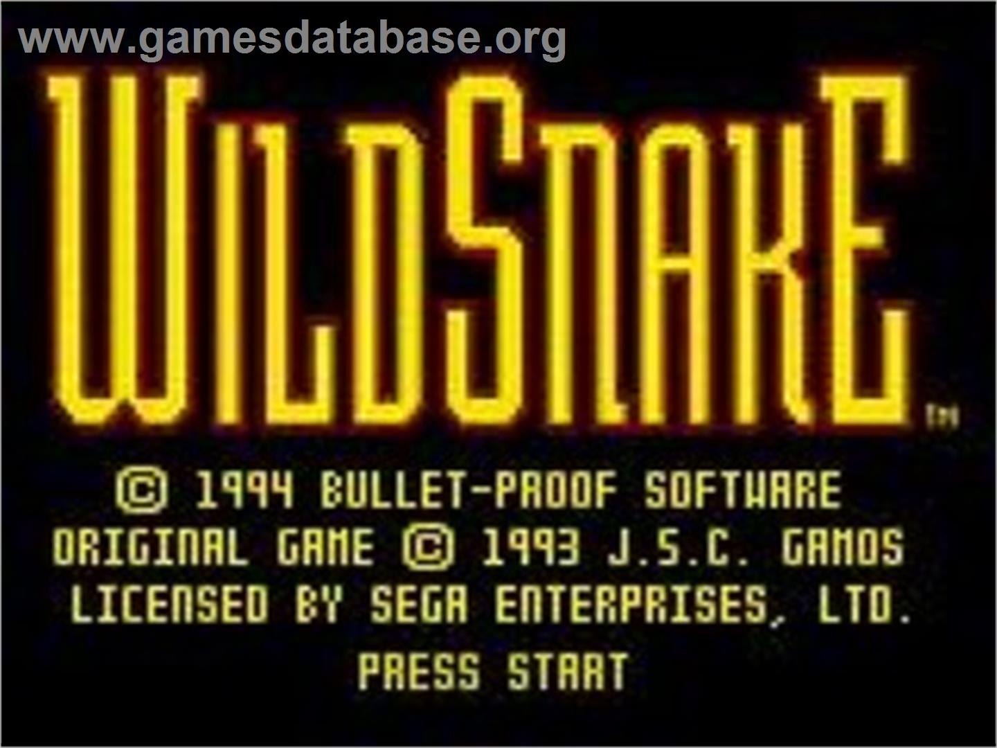 Wild Snake - Sega Game Gear - Artwork - Title Screen