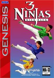 Box cover for 3 Ninjas Kick Back on the Sega Genesis.