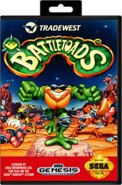 Box cover for Battletoads on the Sega Genesis.