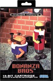 Box cover for Bonanza Bros. on the Sega Genesis.
