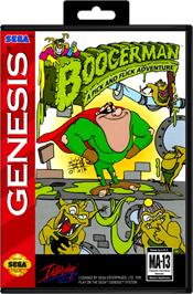Box cover for Boogerman: A Pick and Flick Adventure on the Sega Genesis.