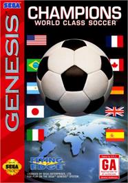 Box cover for Champions World Class Soccer on the Sega Genesis.
