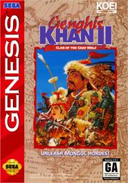 Box cover for Genghis Khan II - Clan of the Gray Wolf on the Sega Genesis.