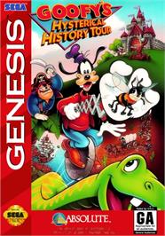 Box cover for Goofy's Hysterical History Tour on the Sega Genesis.