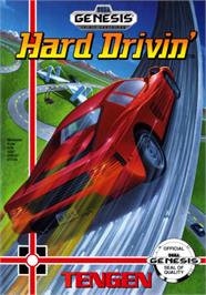 Box cover for Hard Drivin' on the Sega Genesis.