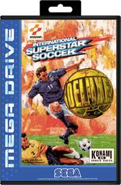 Box cover for International Superstar Soccer Deluxe on the Sega Genesis.