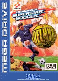 Box cover for International Superstar Soccer Deluxe on the Sega Genesis.