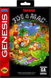 Box cover for Joe & Mac: Caveman Ninja on the Sega Genesis.