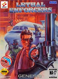 Box cover for Lethal Enforcers on the Sega Genesis.