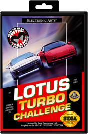 Box cover for Lotus Turbo Challenge on the Sega Genesis.
