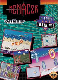 Box cover for Menacer 6-Game Cartridge on the Sega Genesis.