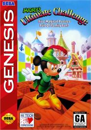 Box cover for Mickey's Ultimate Challenge on the Sega Genesis.