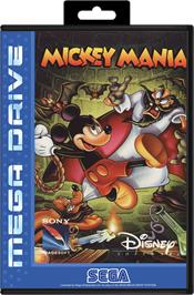 Box cover for Mickey Mania on the Sega Genesis.