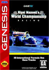 Box cover for Nigel Mansell's World Championship Racing on the Sega Genesis.