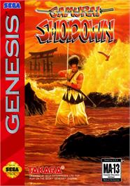 Box cover for Samurai Shodown on the Sega Genesis.