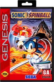 Box cover for Sonic Spinball on the Sega Genesis.