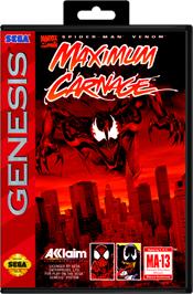 Box cover for Spider-Man & Venom: Maximum Carnage on the Sega Genesis.
