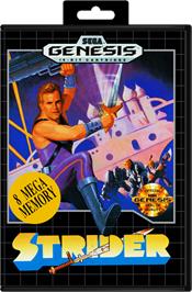 Box cover for Strider on the Sega Genesis.