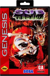 Box cover for Sub-Terrania on the Sega Genesis.