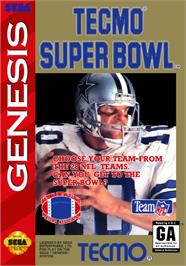 Box cover for Tecmo Super Bowl on the Sega Genesis.