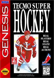 Box cover for Tecmo Super Hockey on the Sega Genesis.