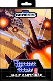 Box cover for Thunder Force II on the Sega Genesis.