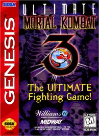Box cover for Ultimate Mortal Kombat 3 on the Sega Genesis.