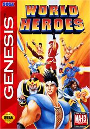 Box cover for World Heroes on the Sega Genesis.