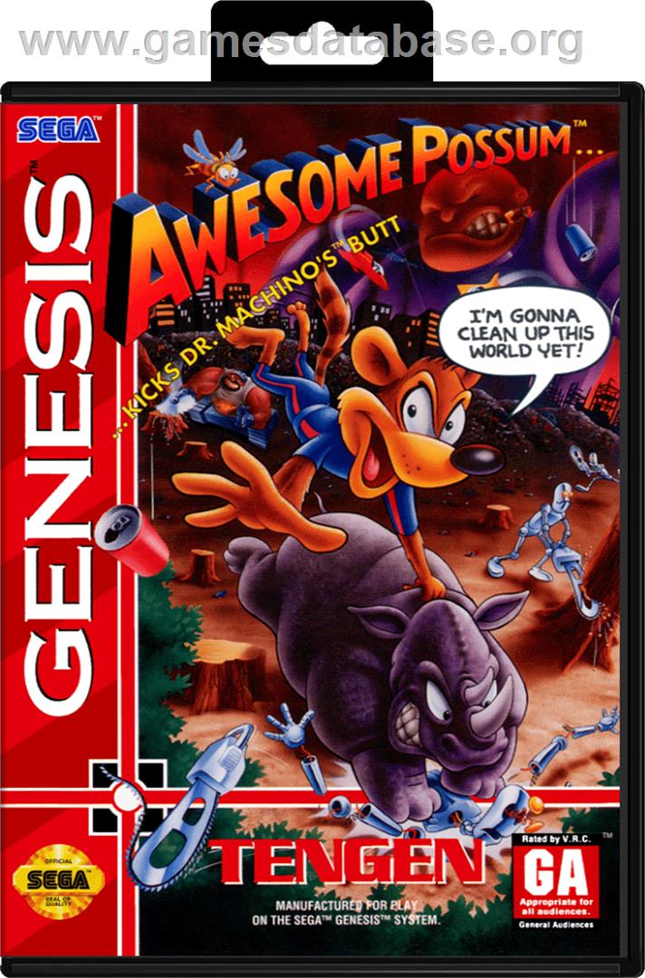 Awesome Possum Kicks Dr. Machino's Butt - Sega Genesis - Artwork - Box
