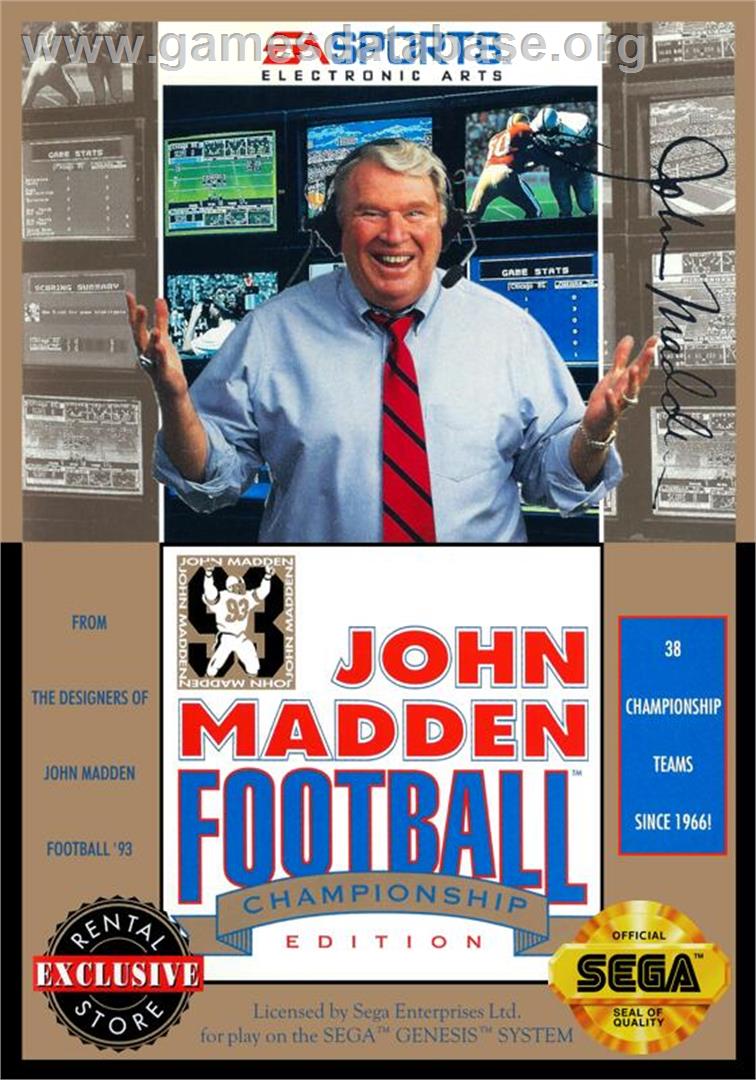 John Madden Football - Championship Edition - Sega Genesis - Artwork - Box