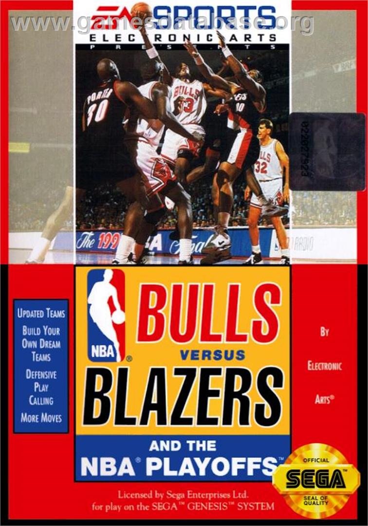 Nba Playoffs - Bulls Vs Blazers - Sega Genesis - Artwork - Box