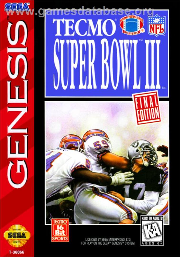 Tecmo Super Bowl 3 - Final Edition - Sega Genesis - Artwork - Box