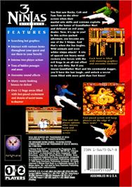 Box back cover for 3 Ninjas Kick Back on the Sega Genesis.