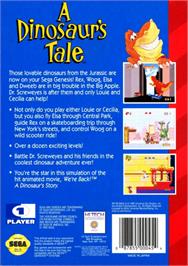 Box back cover for A Dinosaur's Tale on the Sega Genesis.