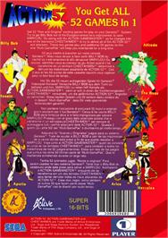 Box back cover for Action 52 on the Sega Genesis.