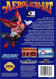 Box back cover for Aero The Acro-bat on the Sega Genesis.